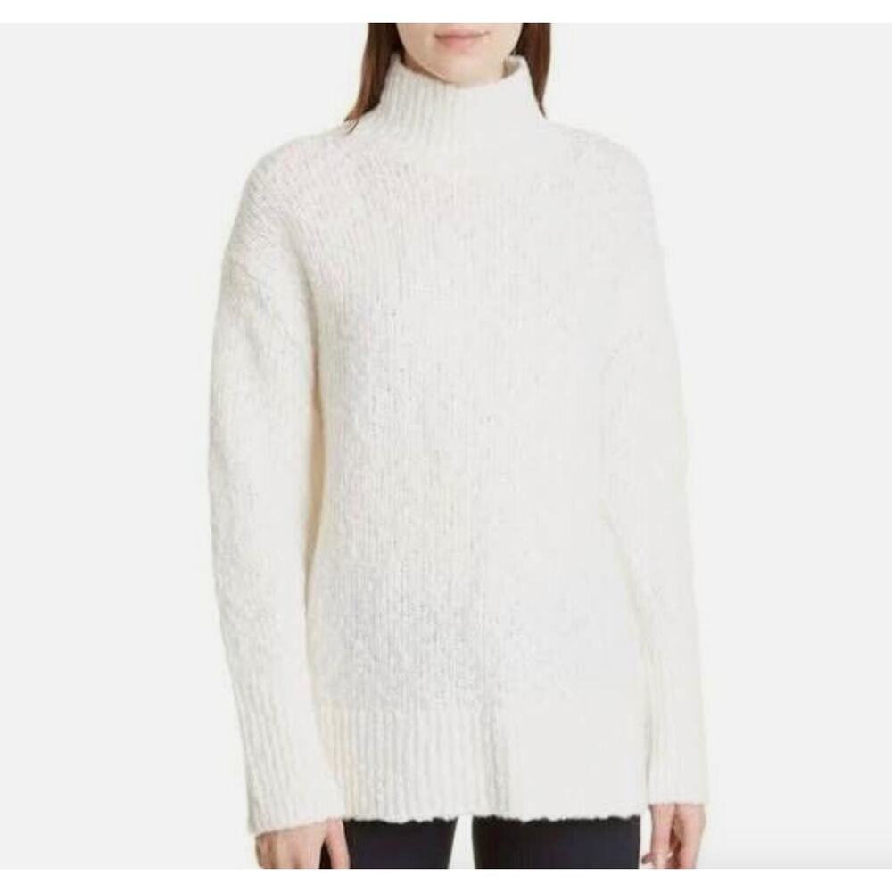 Vince Sweater Cream Nubby Turtleneck Long‎ Sleeves Wool Blend XL NWT $445